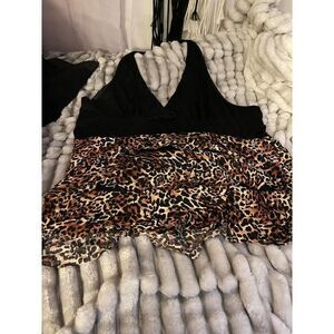 Plus sise tiered halter tank top/camisole leopard cheetah print
